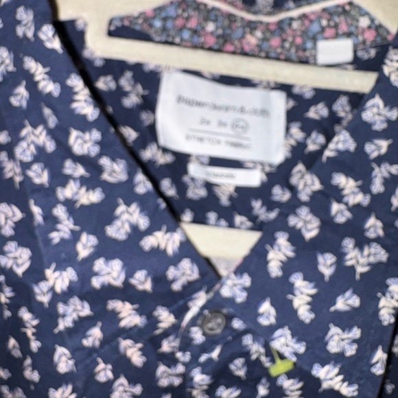 Paper Denim & Cloth Dark Blue Leaf Print Shirt 
Mens Classic stretch fabric 4X - Picture 4 of 4